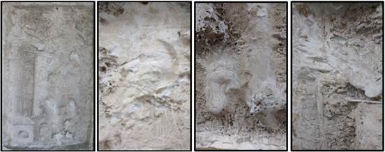 Mem&oacute;ria Arqueol&oacute;gica e detalhes, 1990. Gesso e Areia. 220 cm x 130 cm