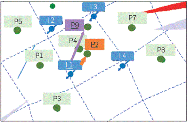 Tracer injection pattern well locations