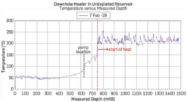 Temperature profile after six weeks of heating at 450 W/m