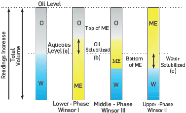 Schematic representation of the microemulsion types.