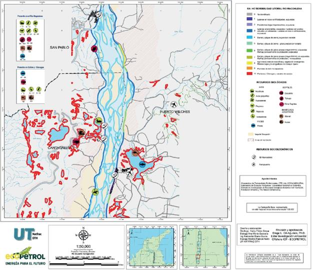 ESI-R sensitivity map of a section of the Magdalena River.