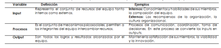Procesos, composici&oacute;n y estructura de los procesos de trabajos en equipos