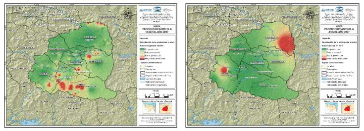 Gr�fico N� 3. Regi�n de los Valles del Tuy, Venezuela: Producci�n agr�cola 2007     a) Producci�n vegetal                b) Producci�n animal