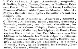 Estrato da lista de biobliografados repertoriados por
Gabriel Peignot.