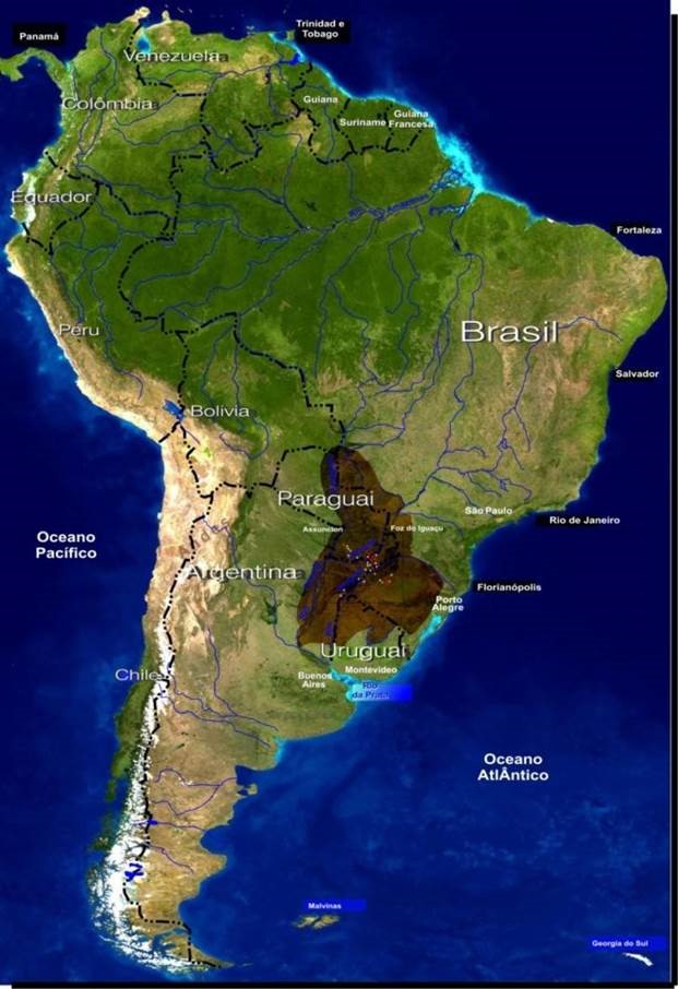 América do Sul com a indicação da Província Jesuítica do Paraguai.