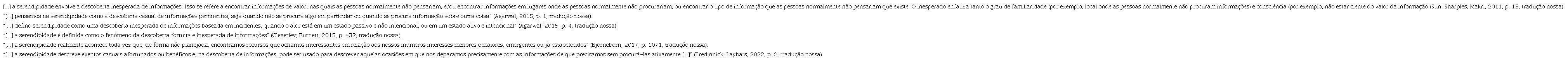Defini��es de serendipidade no contexto da CI