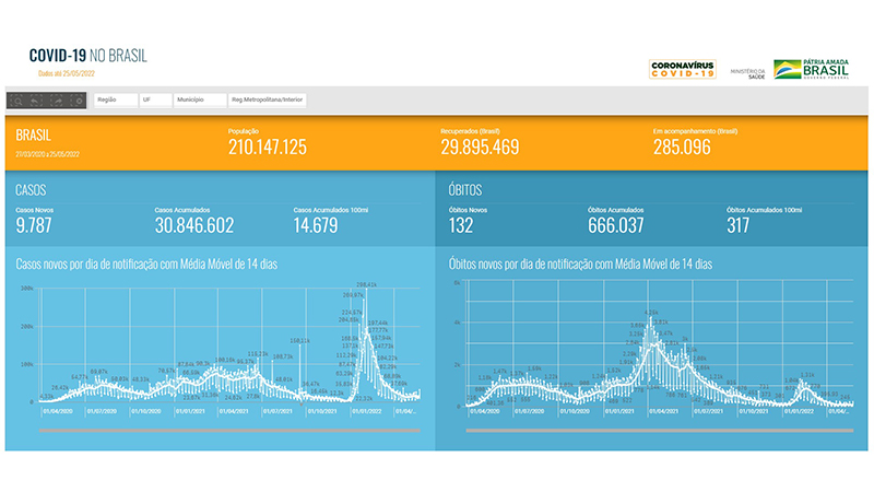 Painel de Interativo sobre a COVID-19 no Brasil para o Estado de Minas Gerais