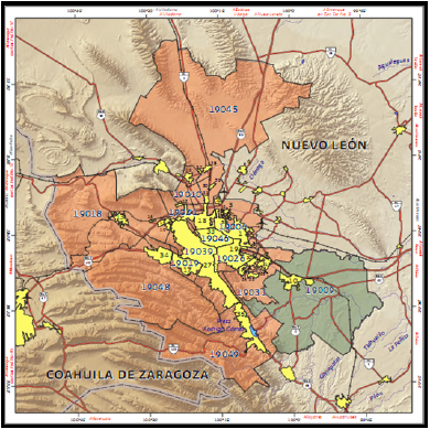 Zona metropolitana de Monterrey tomado del censo poblacional de INEGI 2010