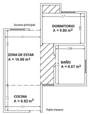 Planta arquitectnica de la vivienda tipo estudiada.