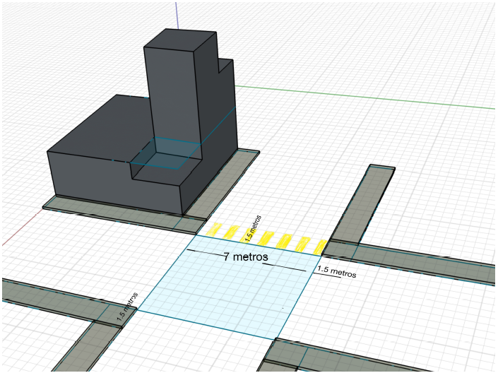 Esquema de las dimensiones de las calles de tránsito de acuerdo a la SEDATU en Yucatán.