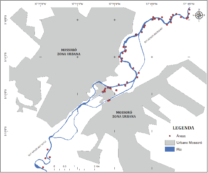 Distribuição ao longo do Rio Mossoró.