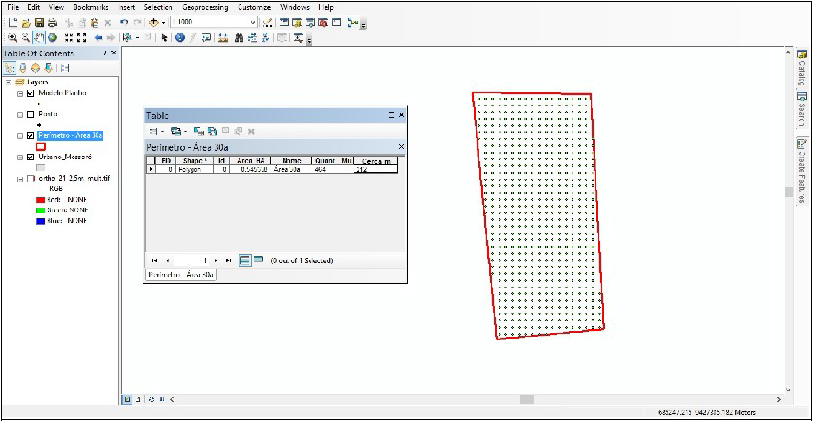 Representação em ambiente de software SIG de uma tabela de atributos
