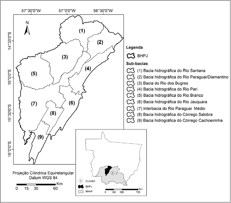 Mapa de localização da
BHPJ, no estado do Mato Grosso, Brasil.
