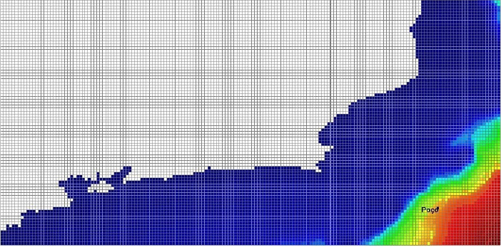 Digital terrain bathymetry study area, via GIS MOHID interface