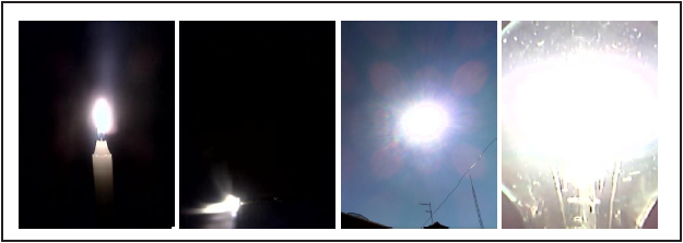 Samples used
photographics: Candle Flame, Match Sticks Flame, Sun Light and Incandescent
Light Bulb.