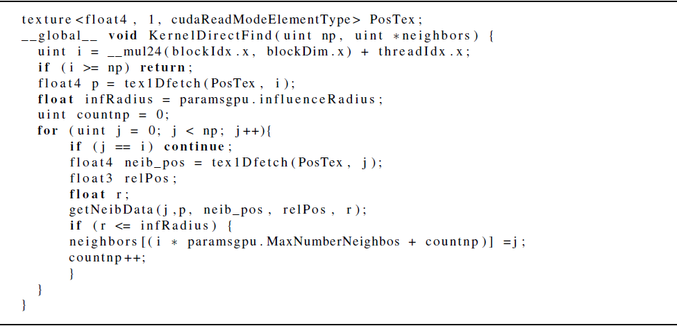 Busca
Direta usando a memória textura.