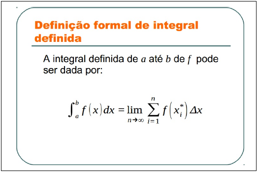 Slide de Aula de Formalização de Integral Deﬁnida