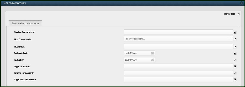Ventana de b&uacute;squeda para datos de convocatorias