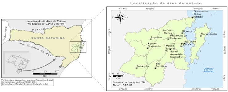 Localiza&ccedil;&atilde;o dos munic&iacute;pios da Grande Florian&oacute;polis