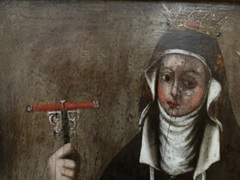 Pormenor da Rainha S. Isabel de Arag�o na caixa de esmolas Figure 16. Detail of Queen S. Elizabeth of Aragon integred on alms box