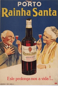Cartaz &ldquo;Porto Rainha Santa. Este prolonga-nos a vida!...&rdquo; Figure 3. Poster &ldquo;Porto Rainha Santa. Este prolonga-nos a vida!...&rdquo; Fonte/source: autor n�o identificado. Empreza do Bolh�o, Porto, 1934. Litografia. Cole��o � Museu do Douro.