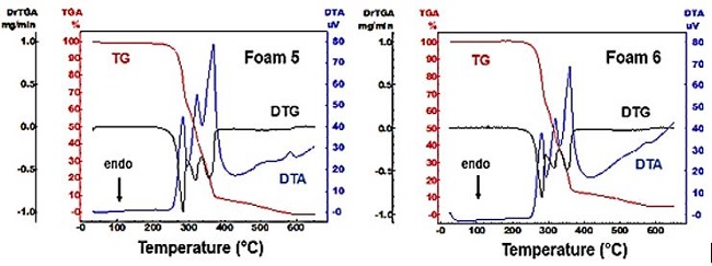 Thermal analysis of the foams 5 and 6.