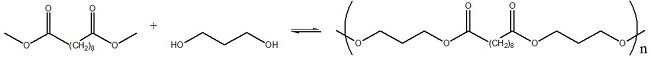  Reaction of transesterification to obtain oligo(trimethylene sebacate). 