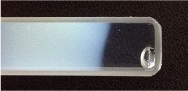 Air bubble in an irradiated modified VIPARnd gel cuvette.