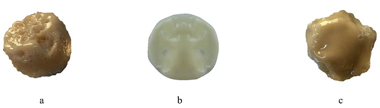 Polyurethane obtained from OOHT (a), from CBHT (b) and from ALHT (c).