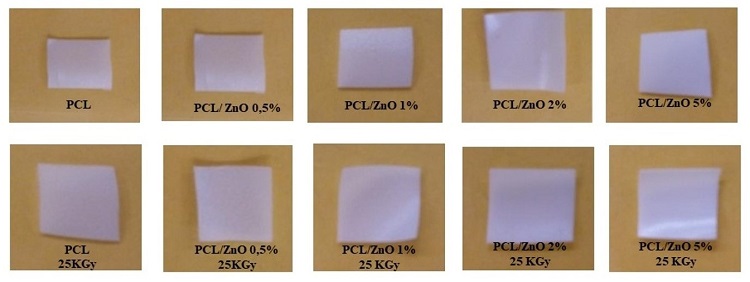  Films of PCL and PCL/ZnO NCs before and after exposure to gamma radiation. 