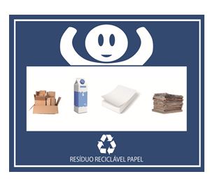 Adesivo com
figuras indicativas de papeis recicláveis