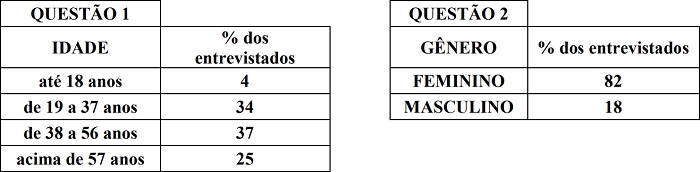 Porcentagem referente à faixa etária e gênero do universo pesquisado.