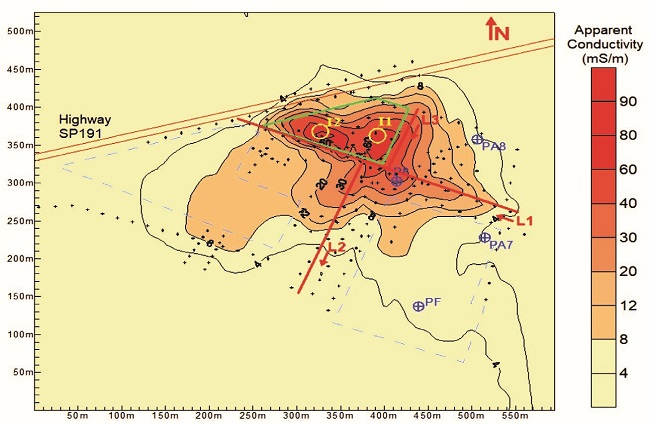Map of Apparent Electric Conductivity Anomalies
