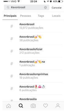  Pesquisa
  pela hashtag #AvonBrasil na rede social Instagram