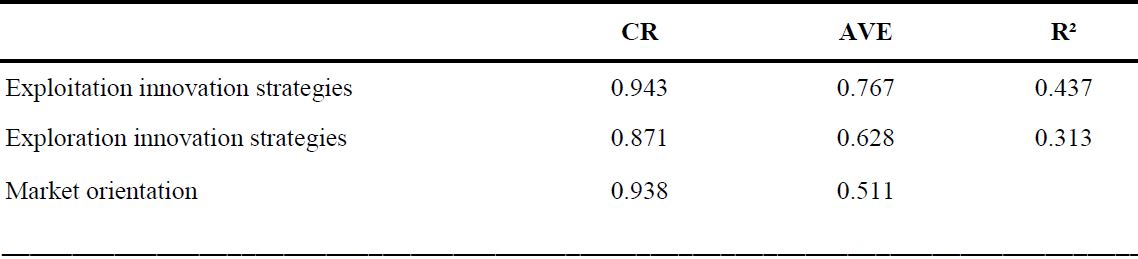 Reliability and convergent validity of the constructs.