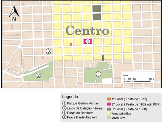 Mapa dos locais sede da Festa da Uva (Zoom do
centro primitivo)