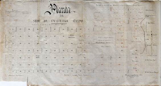 Mapa de Caxias
do Sul com planta regular, do ano de 1892