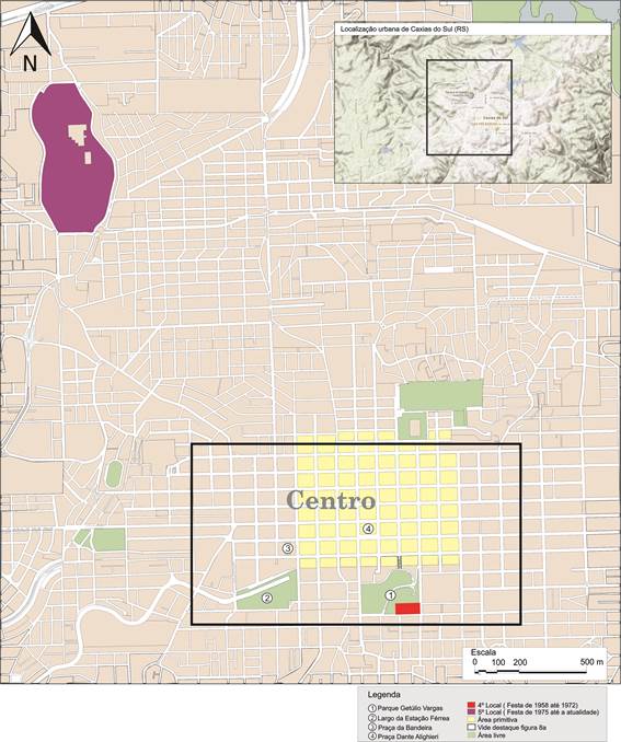 Mapa dos locais sede da Festa da Uva