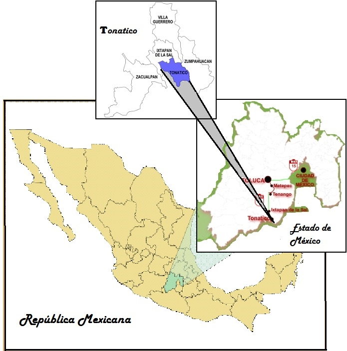 Ubicaci&oacute;n de Tonatico, M&eacute;xico