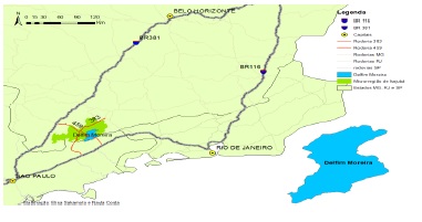 Mapa de localização de Delfim Moreira-MG