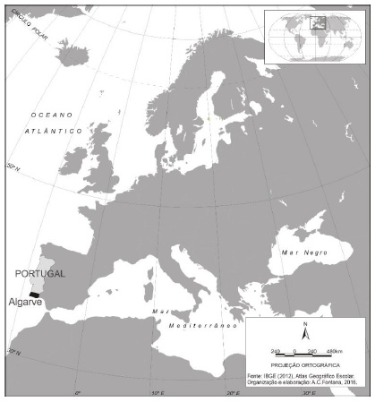  Mapa de localiza&ccedil;&atilde;o espacial do
Destino Algarve, Portugal