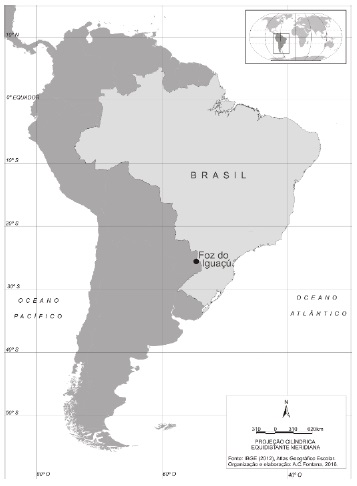  Mapa de localiza&ccedil;&atilde;o espacial do
Destino Foz do Igua&ccedil;u, Brasil