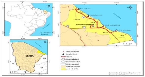  Mapa da
&aacute;rea de TBC visitadas, 2016