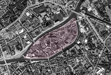 Buda Island and the Leie in the centre of Kortrijk