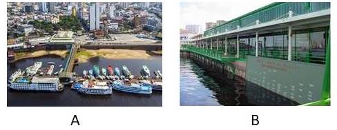 Porto Roadway Manaus - Vista panormica (A) / Rgua Fluviomtrica (B)