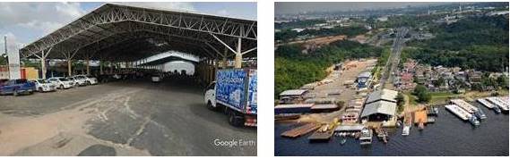 Porto da Ceasa em Manaus -Vista frontal (A) / Vista area (B)