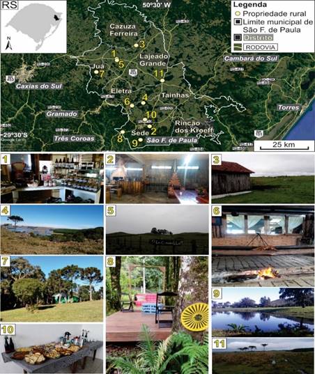 Localiza��o das propriedades rurais do Roteiro Rural &lsquo;Encantos de S�o Chico&rsquo;