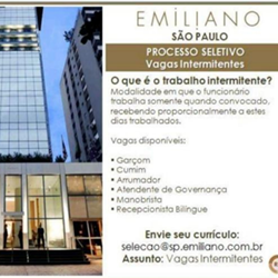 An�ncio de vagas de trabalho intermitentes em hotel de luxo de S�o Paulo