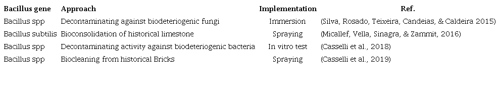 Novel biorestoration of monuments with the Bacillus
									gene.