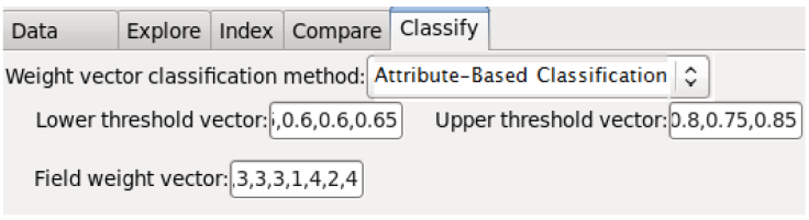 Selection of the Attribute-Based Classification by Threshold and its
							corresponding vectors.